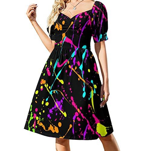 Women's Summer Dresses Daisy Flowers Short Sleeve V-Neck Beach Dress Casual Dresses for Women