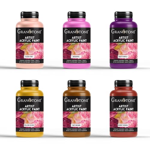 Image of GRANOTONE Acrylic Paint Set 6 Colors 7 oz Each