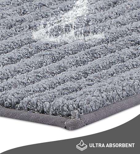 Image of Obsessions Soft & Plush Bath Mat | Quick Dry, Stain & Skid Resistant | Luxuriously Soft, Long Lasting Color | TPR Latex Backing, Size 50x80 cm, Silver & Grey