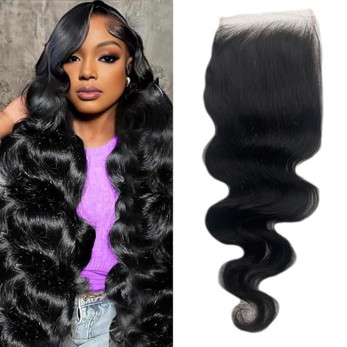 5x5 16 inch HD Lace Closure Human Hair Skin-like 0.1mm thin frontal 100% Virgin Hair pre plucked Natural Black Body Wave