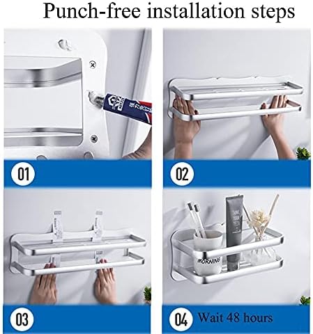 シャワーラック 穴あけ不要 シャワーキャディ ウォールマウント バスルームシェルフ 防錆 粘着スペース アルミニウム バスルーム ト