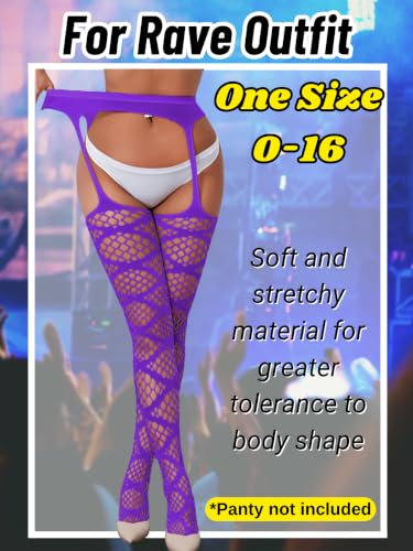 Image of Kaei&Shi Womens Thigh High Fishnet Garter Stockings Rave Party