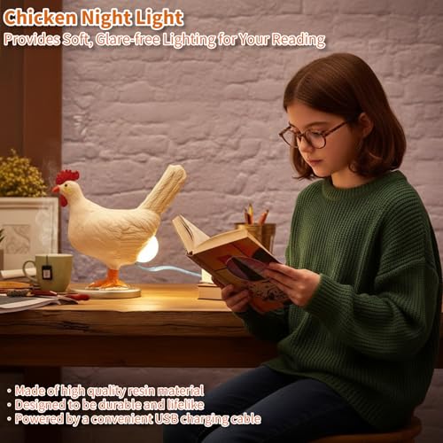 Lámpara de mesa con luz LED tactil, diseño de gallina miniatura 3