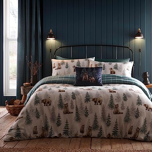 Dreams & Drapes Lodge – Bear Walks – Parure de lit en Coton brossé pour lit King Size Naturel