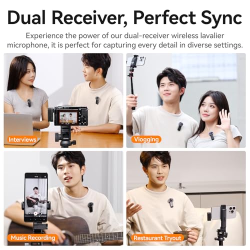 Image of ULANZI A100 Lavalier Microphone for iPhone Android Camera, USB C Microphone, 13.5H Battery Life, Microphone Mobile Phone for Video Recording, Live Streaming, YouTube, TikTok, Vlog, Interview