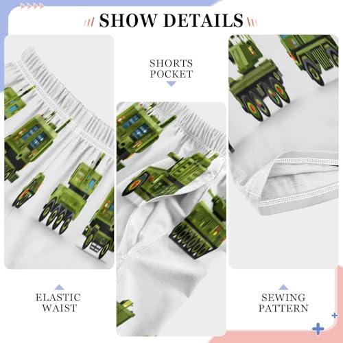 Military Vehicle Icon Set Pajama Lounge Pants with Pockets Sleepwear Soft Elastic Waist PJ Bottoms 6-14 Years4