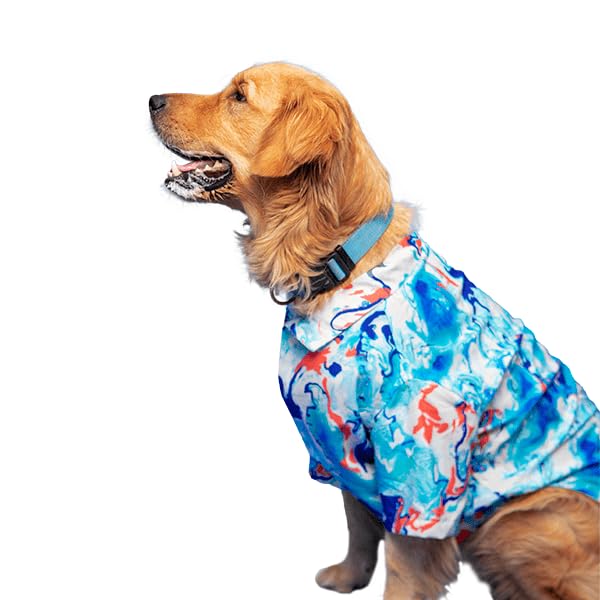 Image of Ezra Polyester Blend Dog Shirt - Fluid Art, Large | Lightweight & Breathable Outfit for Dogs | Stylish & Comfortable Pet Clothing and Outings