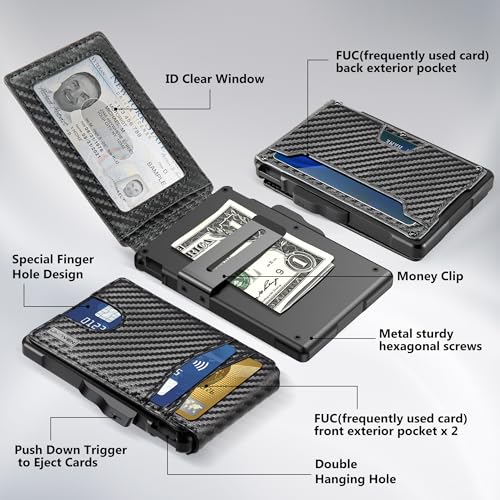 umoven Men's RFID Blocking Slim Leather Wallet with Money Clip