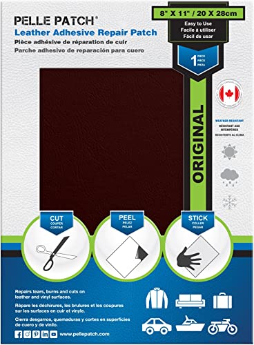 Pelle Patch - Leather Patch Tape for Furniture - 25 Colors Available - Original 8x11 - Burgundy