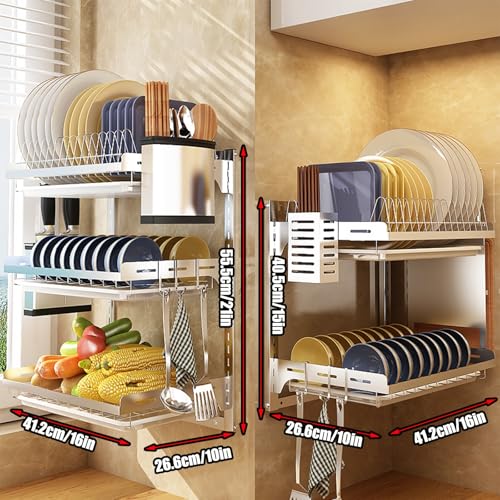 Escurridor de platos ajustable para pared: diseño de doble capa que ahorra espacio 3