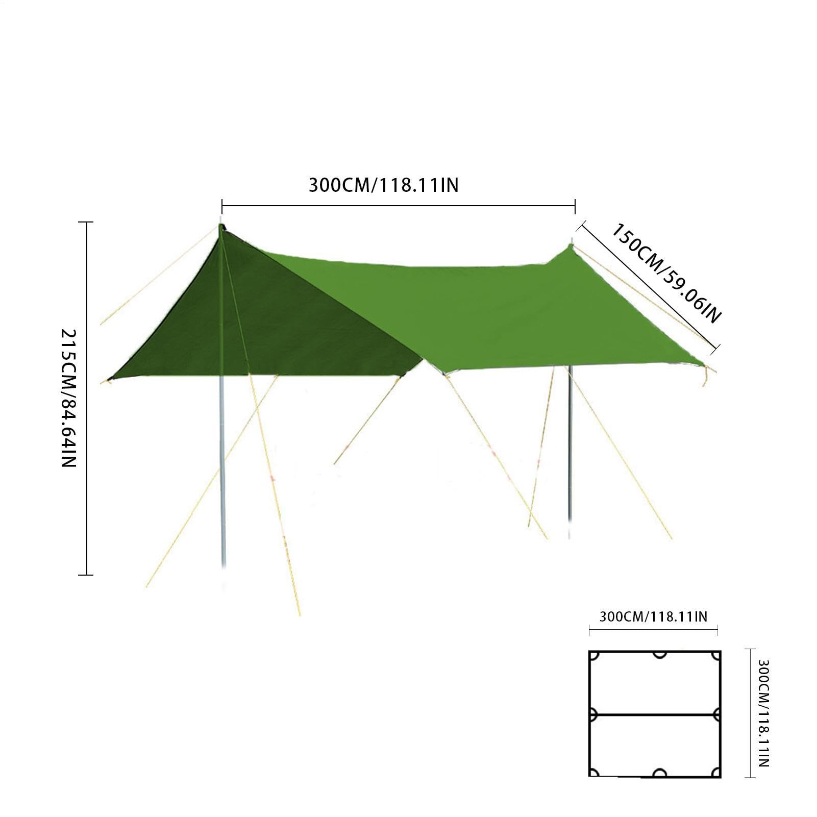 Telo antipioggia per amaca – 210D Oxford 300 x 300 x 215 cm Telo da | campeggio impermeabile con aste, , funi del , protezione antivento per viaggi in zaino