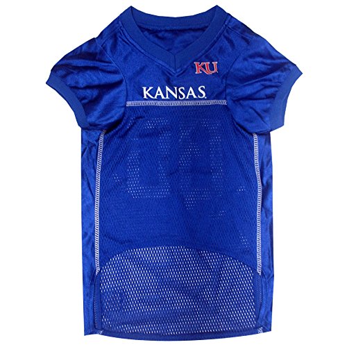 Image of Pets First Collegiate University of Kansas Jayhawks Dog Mesh Jersey, X-Small