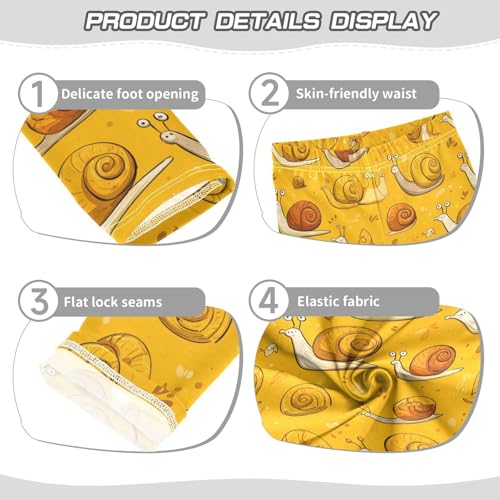 Cute Orange Yellow Snail Girls Leggings Kids Yoga Pants Dance Active Tights 4T3