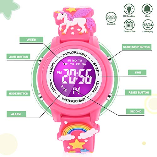 Vapcuff Best Gift For 2 3 4 5 6 Years Old Girl, Watch For Girls Toddler Toy For 3 4 5 6 7 8 Year Old Girl Best Birthday Gifts For Girls Age 3-9 - Red #TOP1