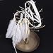 Set of 2 Women Lady Bohemian White Peacock Feather Headband Headdress and Armband Hippie Headpiece Headwear Handmade Tribal Indian Fascinator Feather Hairband Wedding Accessories