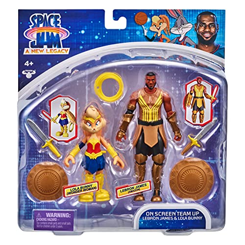 Moose Toys Space Jam: A New Legacy - 2 Pack - On Screen Team Up - Lebron James (Amazon) & Lola Bunny (Wonder Woman), Multicolor, (14624) #TOP1