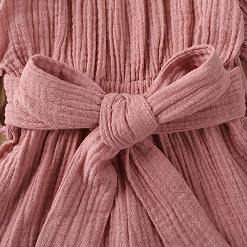 Douhoow Toddler Baby Girl Off The Shoulder Bowknot Romper Jumpsuit Clothes Summer Outfit 0-4Y (Dusty Pink, 12-24M) #TOP4
