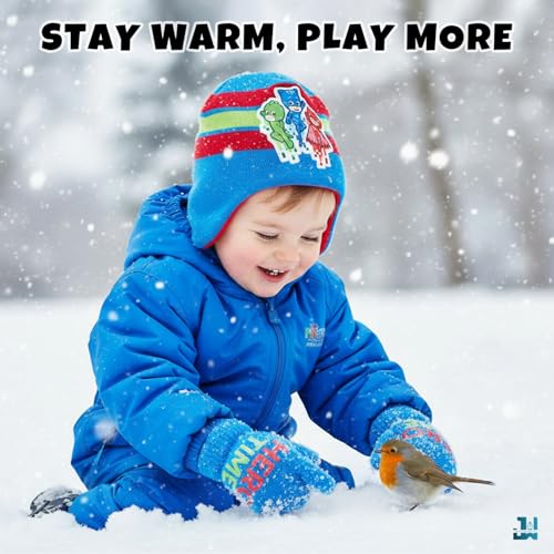 Image of PJ Masks Winter Hat and 2 Pair of Gloves or Mittens Set (Age 2-7)