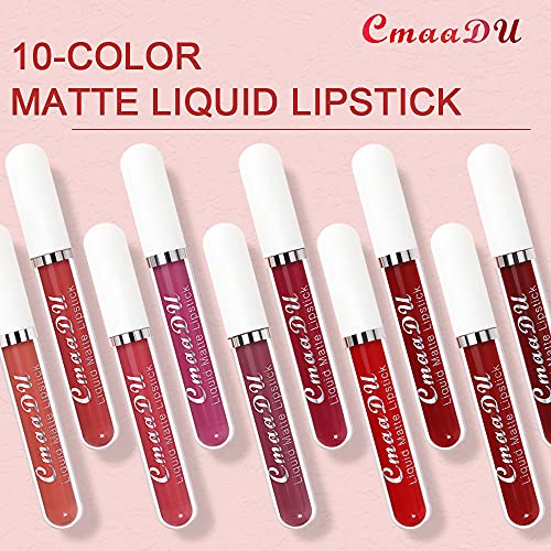 Evpct 10Pcs Liquid Matte Lipstick Matte Set For Women,Cmaadu Dark Red Waterproof Matt Lipstick Set Matt Liquid Long Lasting Lip Stain Makeup Kit Labiales Matte Mate Larga Duracion 24 Horas Originales thumb #5