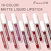 evpct CmaaDU 10Pcs Liquid Matte Matt Lipstick Set for Black Women, Dark Deep Bright Ruby Sexy Brick Mauve Plum Red Violet Purple Matte Lipstick Long Lasting Lipstick 24 hour Waterproof Lip Gloss Matte