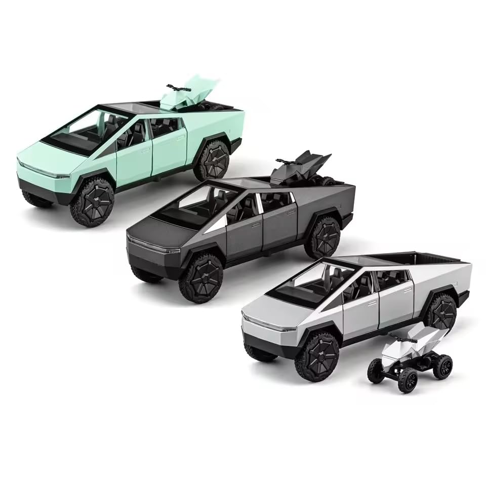 Image of Alokik Enterprise 1:32 Tesla Cybertruck Model Die-Cast Metal Pull Back Car with 6 Openable Doors with Sounds and Lights Toy Decoration Car Best Gift Toys for Kids【Color As Per Stock】