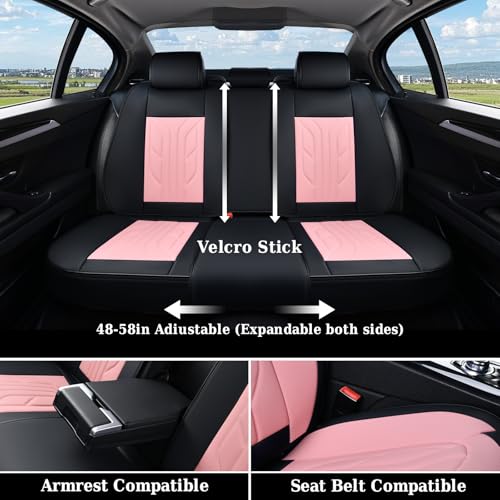 Image of Coverado Front Seat Covers, Car Seat Covers Front Seats, Leather Seat Covers for Cars, Automotive Seat Covers Car Seat Protector Car Accessories Fit for Most Sedans SUV Pick-up Truck(Black&Pink)