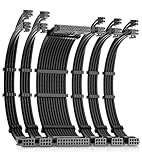 Okinos Dual 4+4 Pin EPS PSU Cables, Cable Extension PC, 16 AWG, 1x24 Pin ATX / 2X(4+4) Pin EPS / 3X(6+2) Pin PCI-E, PSU Extension Cable Kit, 30cm Length, Black