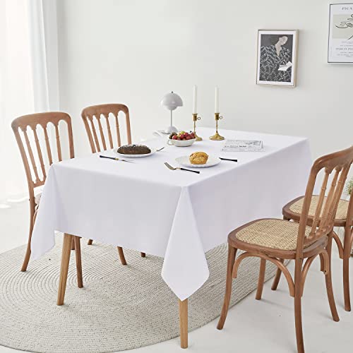 Romanstile Rectangle Tablecloth - Waterproof And Wrinkle Resistant Washable Polyester Table Cloth For Kitchen Dining/Party/Wedding Indoor And Outdoor Use (60 X 84 Inch, Pure White) #TOP1