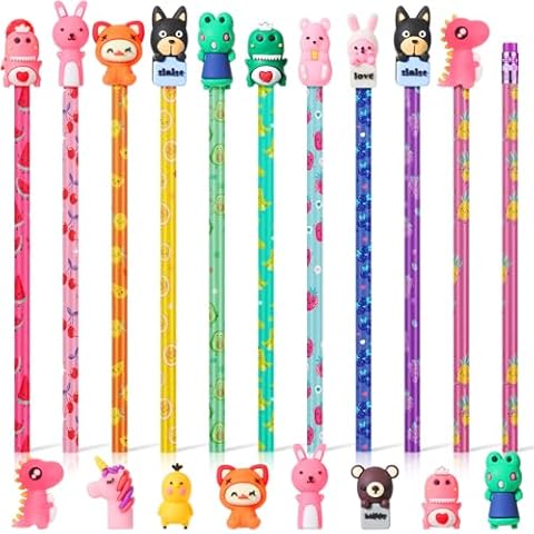 Thenshop 30 Pcs Scented Pencils with Cartoon Toppers Cover
