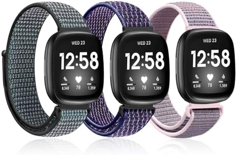 Ecogbd Nylon Ersatzarmband Kompatibel mit Fitbit Versa 4/Versa 3/Sense 2/Sense, Verstellbare Sport Armband für Damen Herren, Weicher Stoff Atmungsaktive Schleife Uhrenarmband