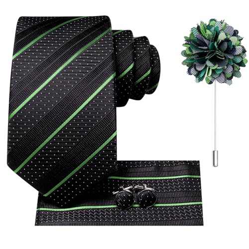 Image of Hi-Tie Men's Silk Ties Formal Woven Classic Necktie Pocket Square Cufflinks Lapel Pin Set Wedding Business