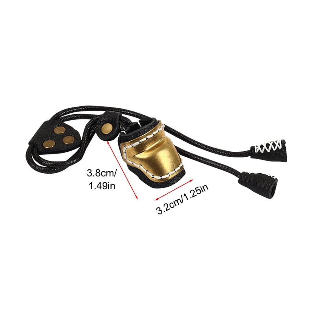 DONGKER Archery Thumb Ring, Archery Finger Tabs PU Leather Thumb Guard Ring with Rope for Traditional Bow Shooting