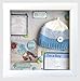 Tasse Verre 8x8 White Display Shadow Box (2-Pack) Frame w/Linen Background and 16 Stick Pins - Ready to Hang Shadowbox Picture Frame - Box Display Baby Memorabilia Wedding