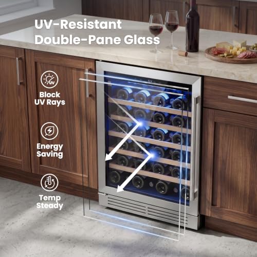 Image of Yeego 24 Inch Wine Fridge with 52 Bottle, Left-Hinged