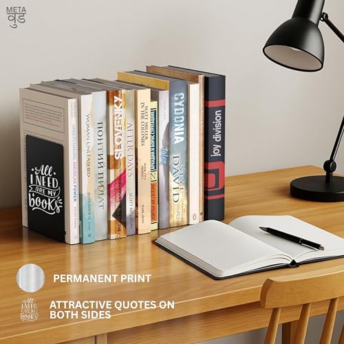 Image of 2 Heavy Duty Metal Bookends for Books | File, CD, Book Holder, & Durable Book Stand for Home, Office, School & Study Table Heavy Duty bookends (Set of 2) (All i Need are My Books)