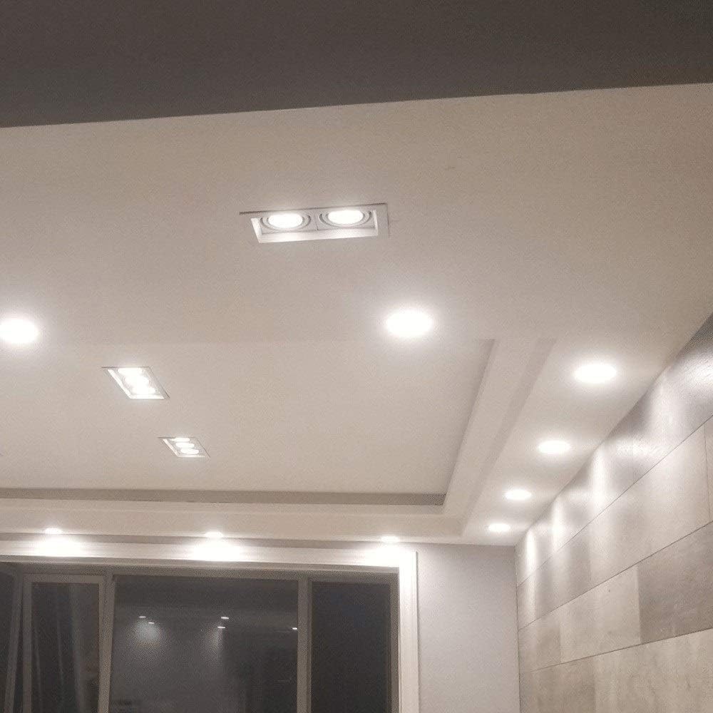 Hertl Foco de techo COB de aluminio blanco, panel de rejilla comercial moderno, luces de techo, luz LED empotrada cuadrada, reflector de moda, escaparate de ropa integrado integrado, lámpara de decora
