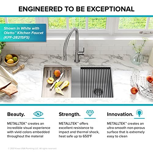Kraus KGUW2-33MBL Bellucci 32 Inch Inch Drop In Workstation Granite Kitchen Sink In Metallic Black thumb #13