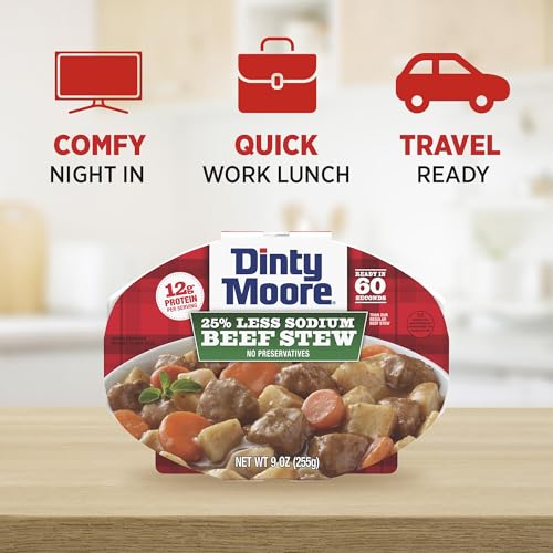 Image of Dinty Moore Beef Stew Less Sodium Microwave Tray 9oz, 6 Pack