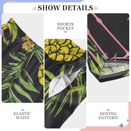 Pineapples Flamingo Boys Long Pants Soft Trousers Elastic Waist Kids Lounge Bottoms with Pockets S-XL4