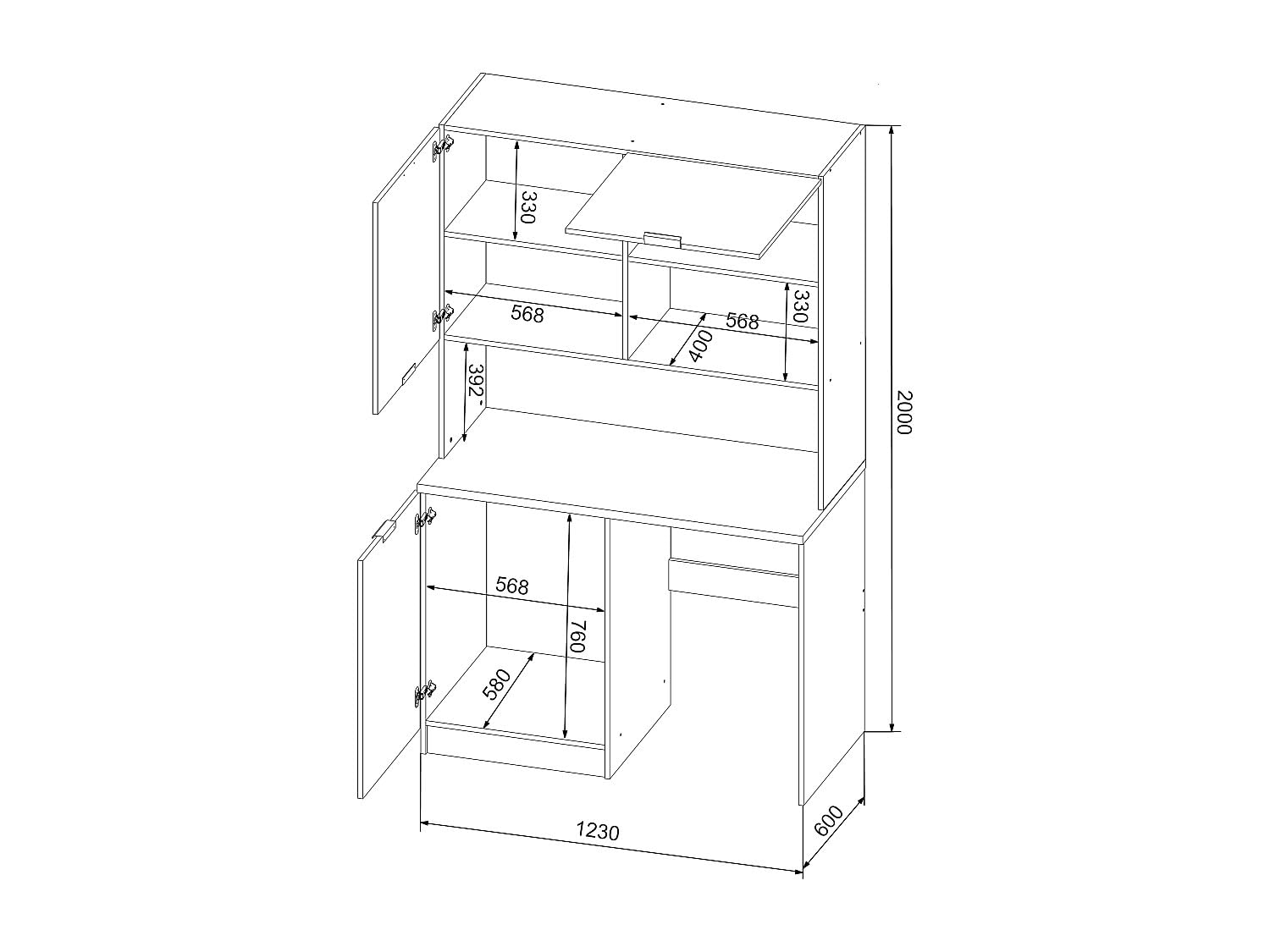Vente-unique-Cucina multifunzionale e lavanderia Con piano di lavoro 120 cm Bianco e le - CARMEO