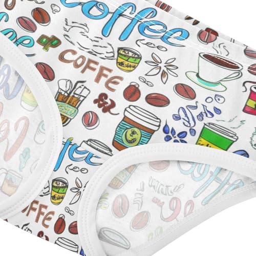 Flower Girls Underwear Toddler 2t Cotton Girl Panties Cute Coffee Doodle Style White Briefs Undies Kids4