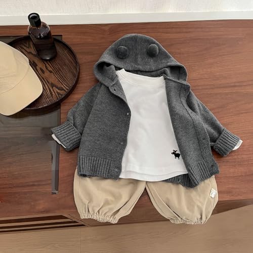 Baby Girls Boy Hooded Knit Cardigans Fall Winter Warm Sweater Cute Causal Comfy Button Down Knitted Jacket for Toddler Kids4