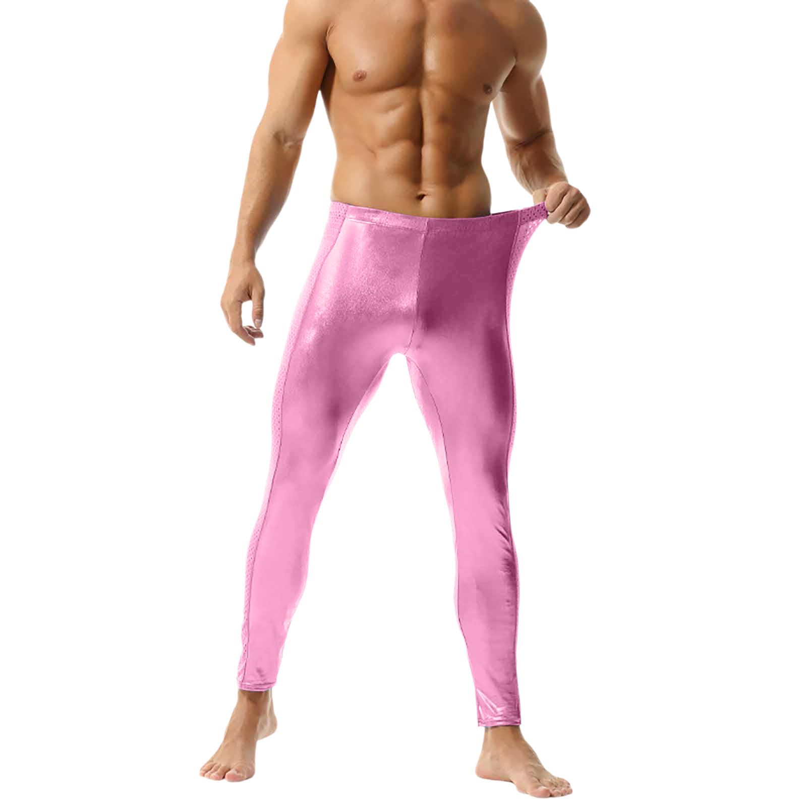 Leggings de Piel Sintética Metalizados para Hombres - Pantalones Ajustados Ropa de Club