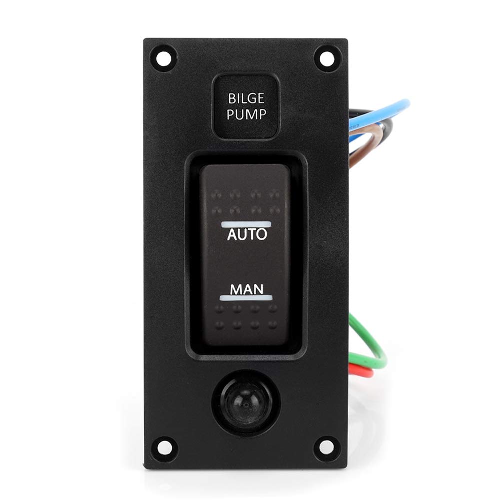 Deluxe LED Rocker Bilge Pump Switch Panel & Circuit Breaker, Marine and Automotive Applications, Easy to Install and Use