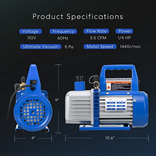 Vivohome VH409 110V 1/4 Hp 3.5 Cfm Single Stage Rotary Vane Air Vacuum Pump thumb #6