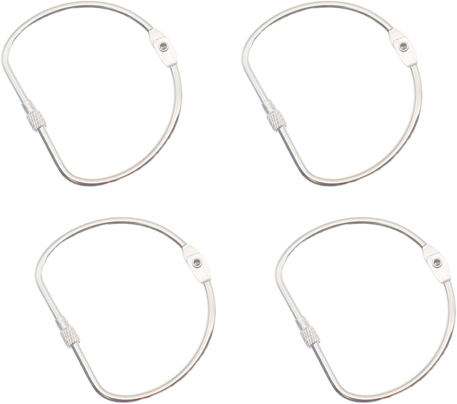 4 Pieces Bookbinding Rings 6.6 cm D-shaped Key Storage Ring Silver Ribbon Storage Rings for DIY Decoration and Paper Organization