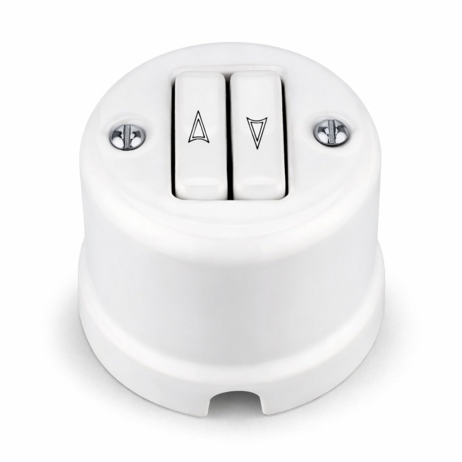 Aufputz Porzellan Retro Doppeltaster, Jalousietaster, All-in-One, Serie QR1 weiß
