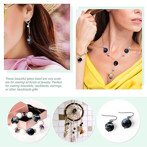 TOAOB Pack of 100 8 mm Crackle Glass Beads Black Round Marble Effect Loose Beads Natural Craft Beads for DIY Bracelets Necklaces Jewellery Making - Image 3