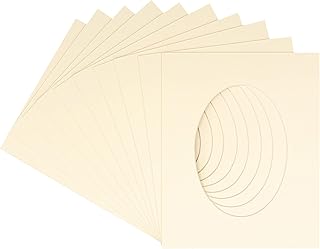 CountryArtHouse Textured Cream Acid Free 8x10 Oval Picture Frame Mat with White Core Bevel Cut for 5x7 Pictures - Fits 8x10 Frame - Pack of 1 Matboard