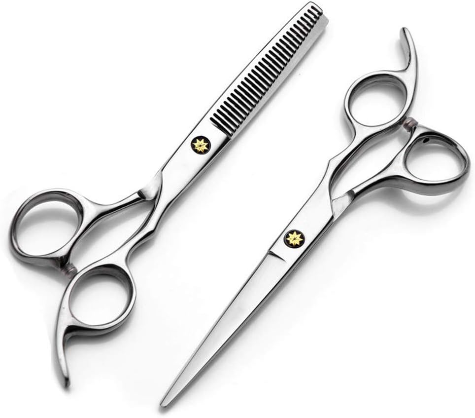 Haarschere, Friseurschere Set, 2 Ultrascharfe Schere aus Edelstahl, Männer Bartschere, Haustier Haarschere, Professionelle Friseur Zubehör, Perfekter Haarschnitt für Damen und Herren (440C)